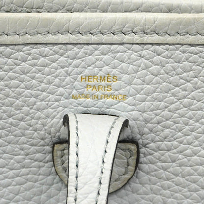 Hermes Shoulder Bag Evelyne TPM Taurillon Clemence Blue Pale Gold — view 5