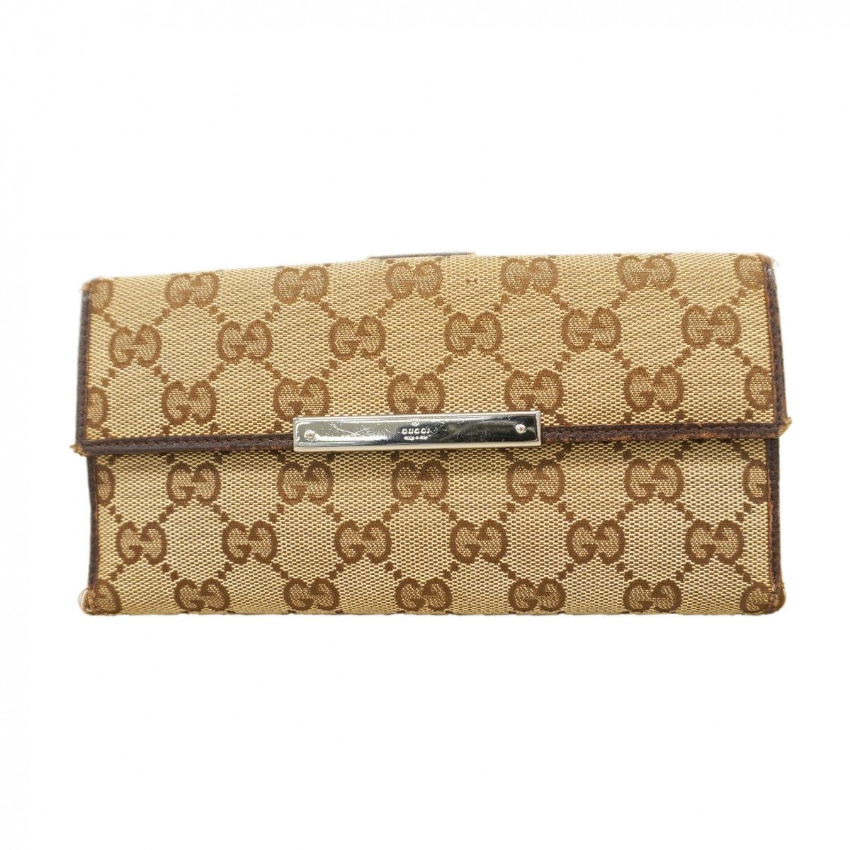 Gucci Wallet GG Canvas Beige Silver