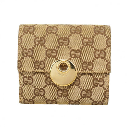 Gucci Wallet GG Canvas Beige Champagne Gold