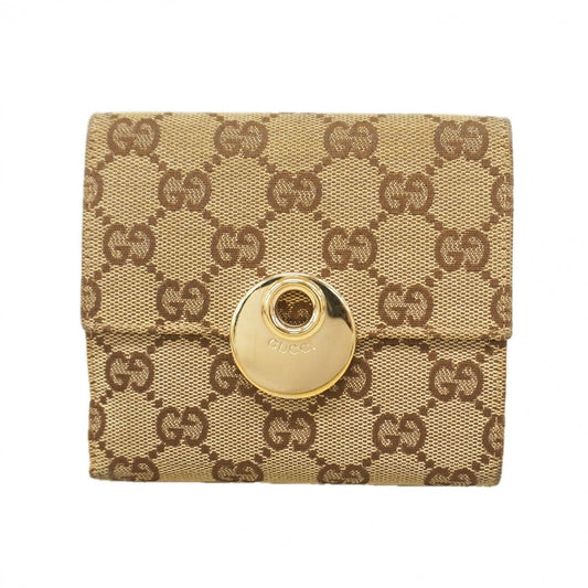 Gucci Wallet GG Canvas Beige Champagne Gold