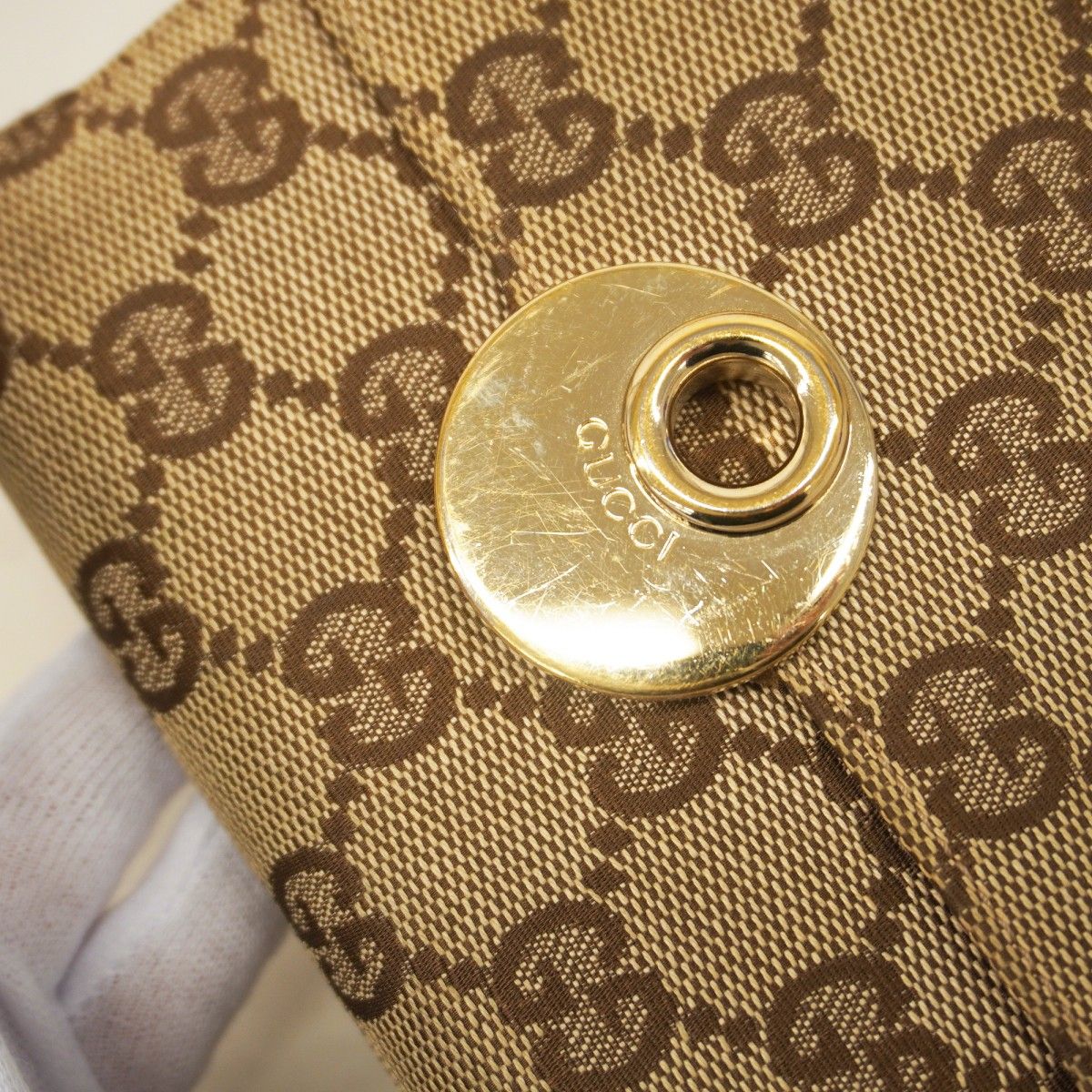 Gucci Wallet GG Canvas Beige Champagne Gold — view 7