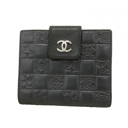 Chanel Wallet Icon Lambskin Black Silver