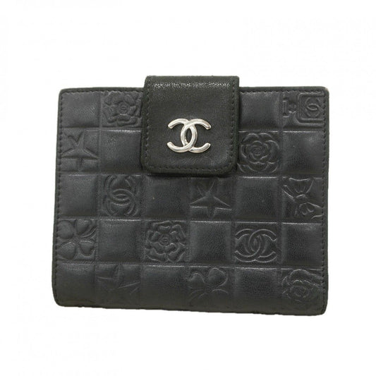 Chanel Wallet Icon Lambskin Black Silver