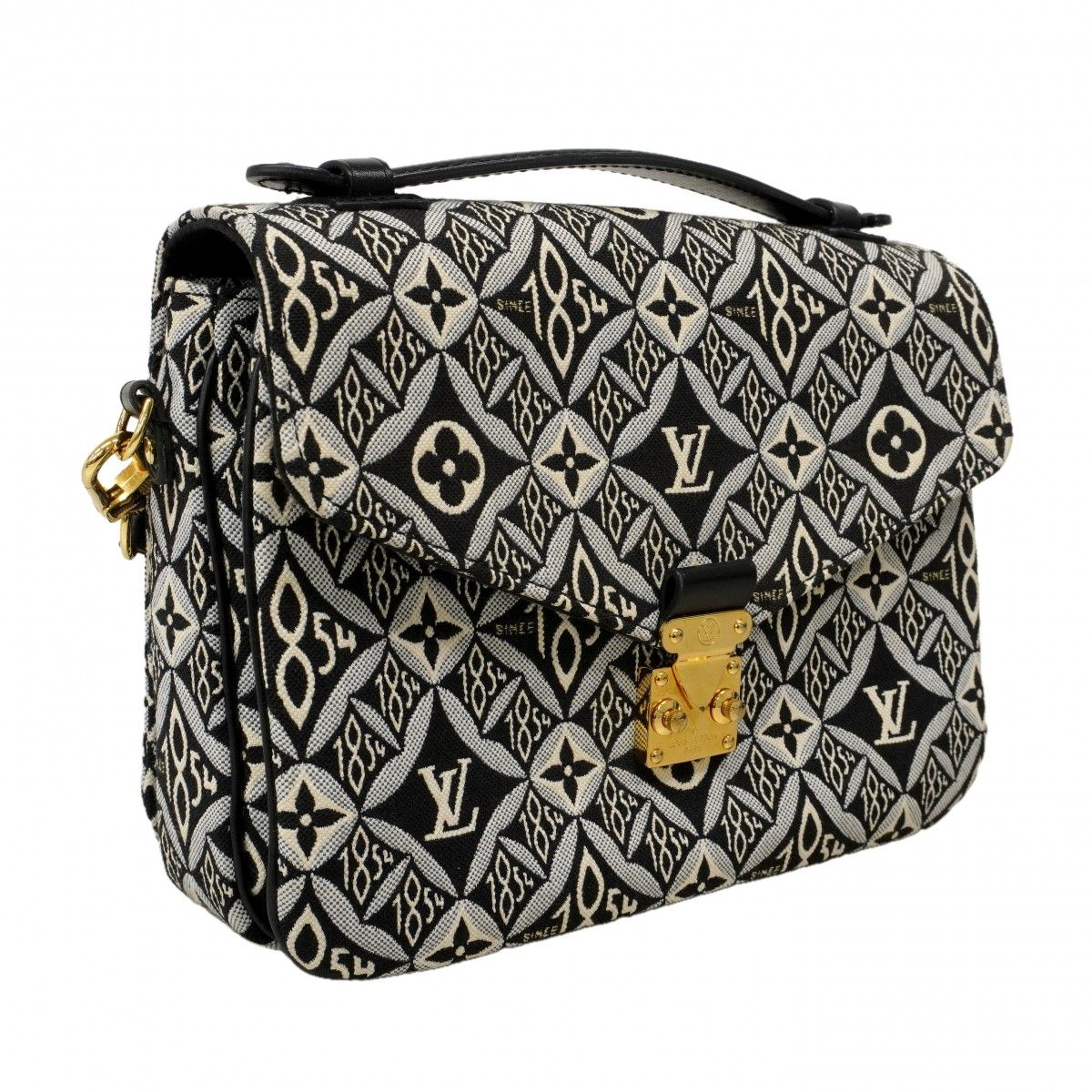 Louis Vuitton Handbag Monogram Jacquard Pochette Metis MM Black 2-Way Bag — view 2