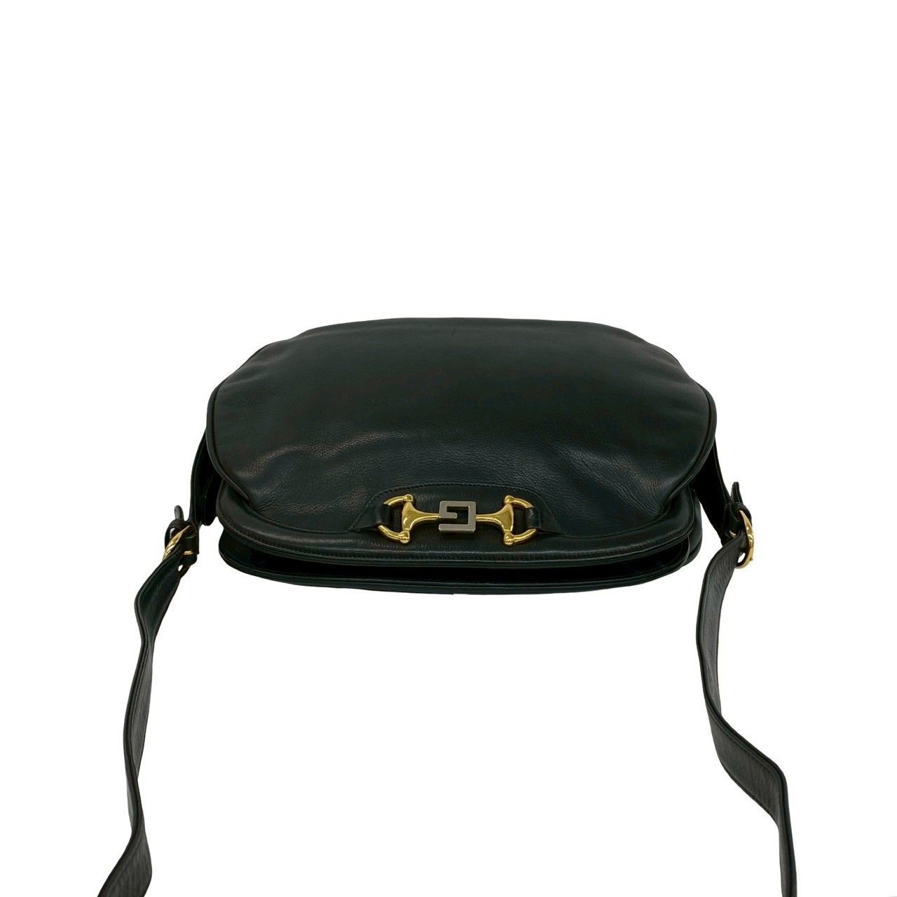 Gucci Vintage Horsebit Leather Shoulder Bag Pochette Black — view 4