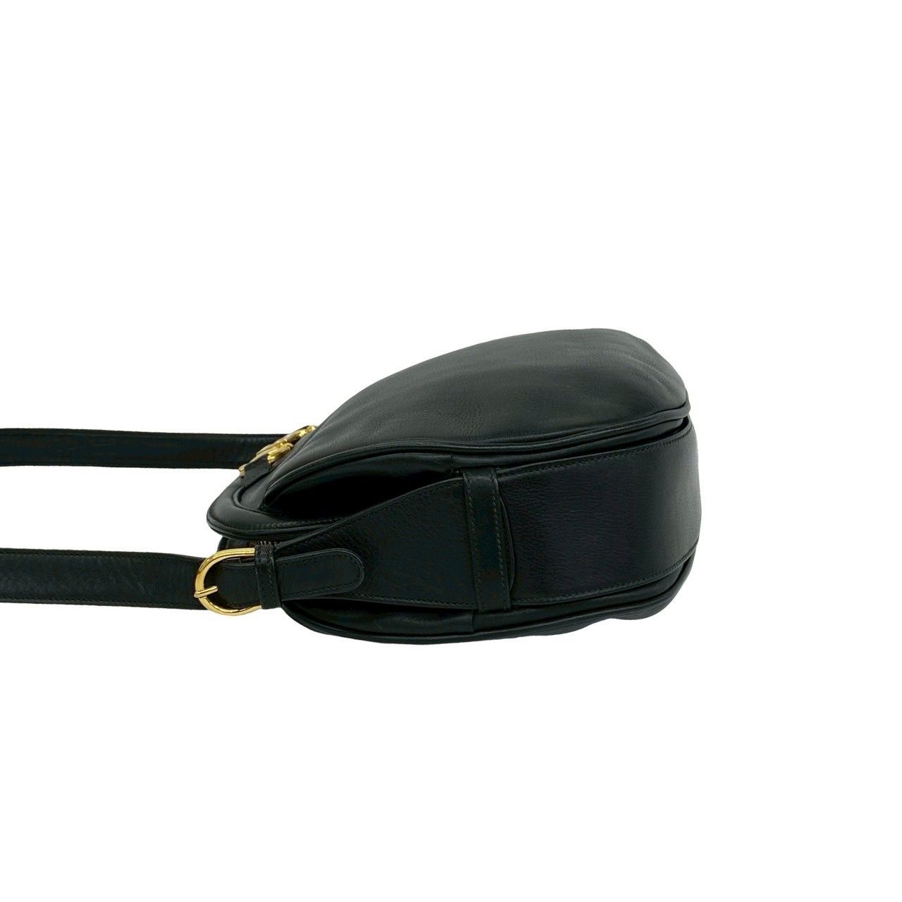 Gucci Vintage Horsebit Leather Shoulder Bag Pochette Black — view 5