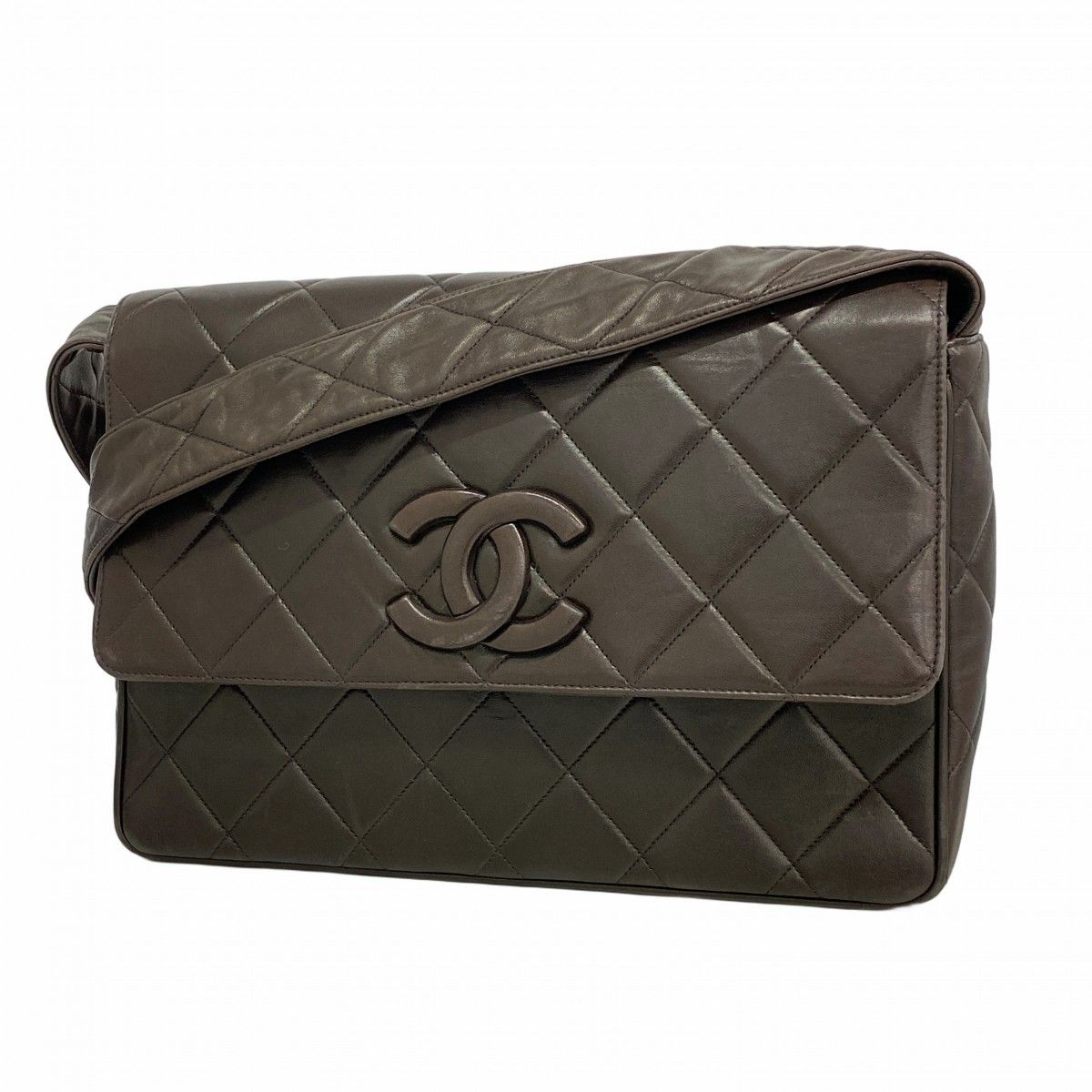 Chanel Shoulder Bag Quilted Lambskin Black Gold