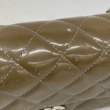 Chanel Shoulder Bag Mini Quilted Patent Leather Khaki Silver — view 6