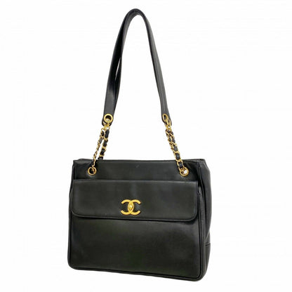 Chanel Chain Tote Lambskin Black Gold
