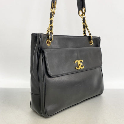 Chanel Chain Tote Lambskin Black Gold — view 2