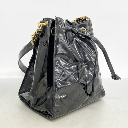 Chanel Shoulder Bag Patent Leather Black Gold — view 2