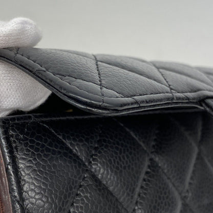 Chanel Trifold Wallet Quilted Caviar Leather Black Gold — view 8