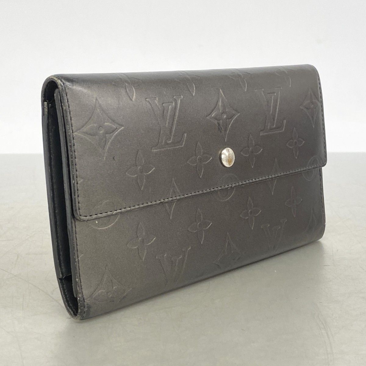 Louis Vuitton Trifold Wallet Monogram Matte Porte Tresor International Noir — view 2
