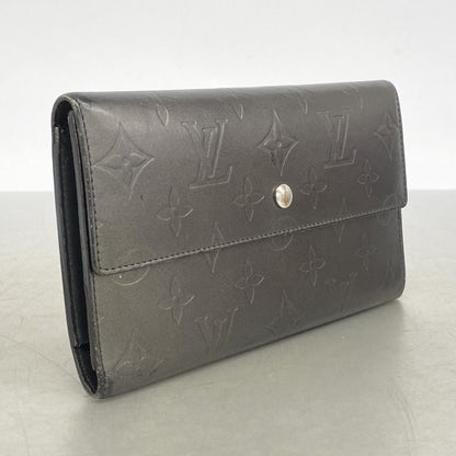 Louis Vuitton Trifold Wallet Monogram Matte Porte Tresor International Noir — view 2