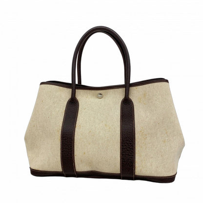 Hermes Tote Garden Party PM Toile Ash Brown Silver