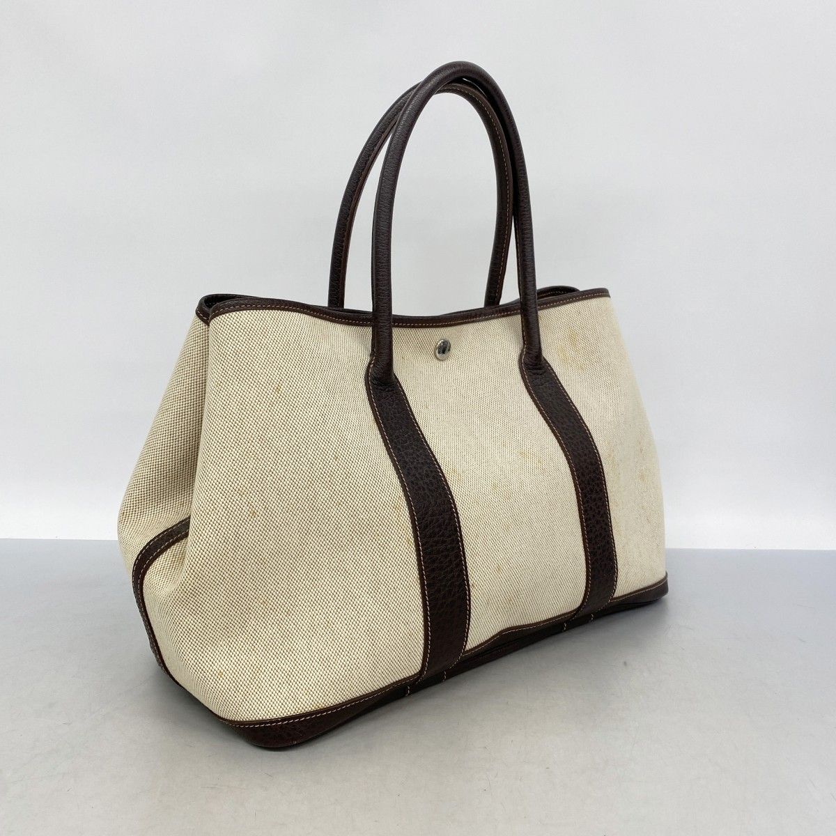 Hermes Tote Garden Party PM Toile Ash Brown Silver — view 2