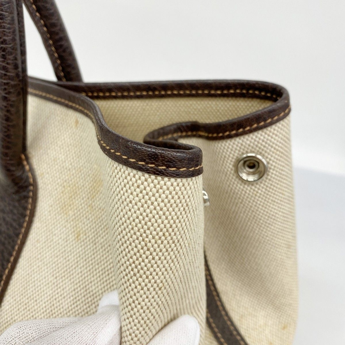 Hermes Tote Garden Party PM Toile Ash Brown Silver — view 7