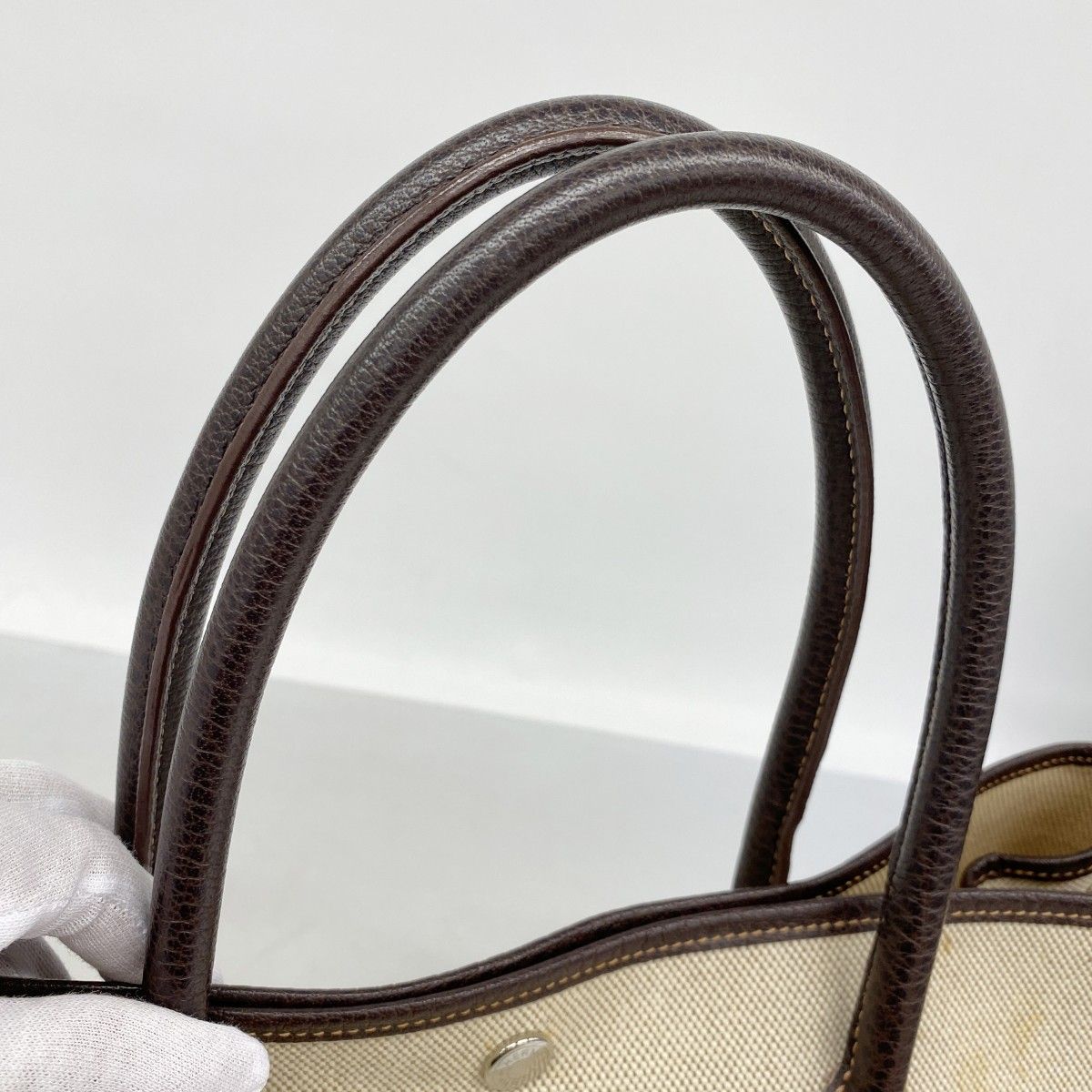 Hermes Tote Garden Party PM Toile Ash Brown Silver — view 8