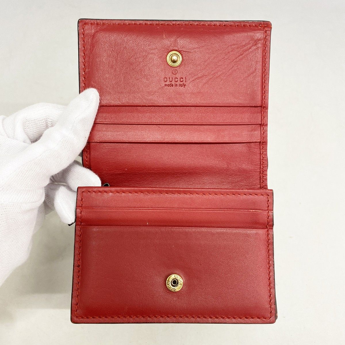 Gucci Wallet GG Supreme Cherry Brown Red Gold — view 3