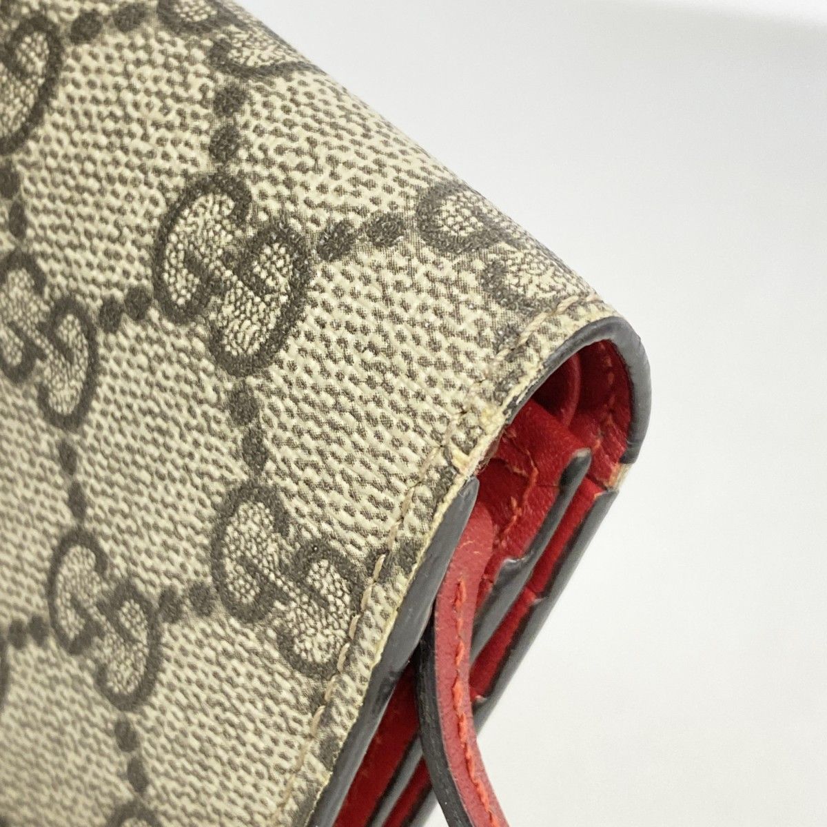 Gucci Wallet GG Supreme Cherry Brown Red Gold — view 7