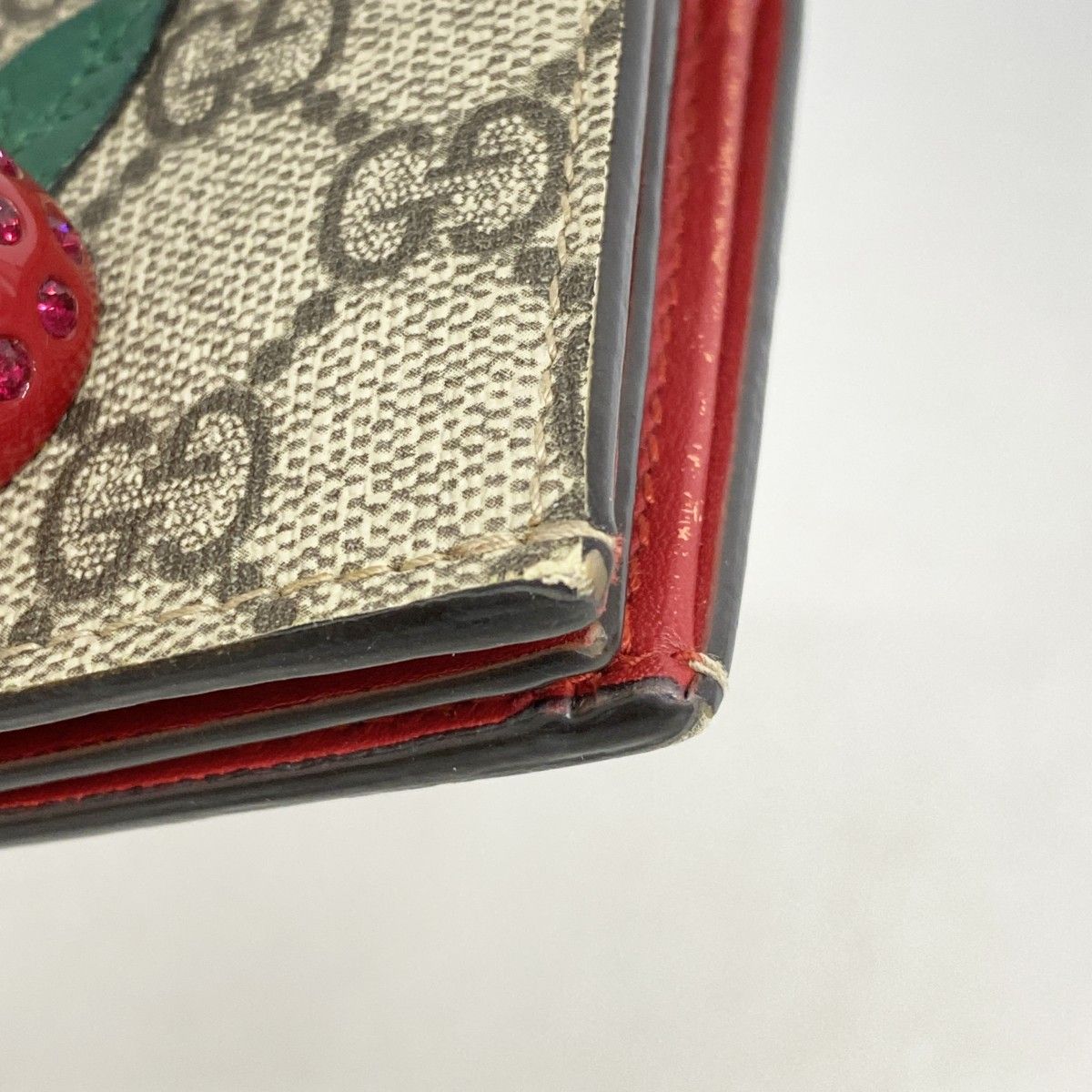 Gucci Wallet GG Supreme Cherry Brown Red Gold — view 6