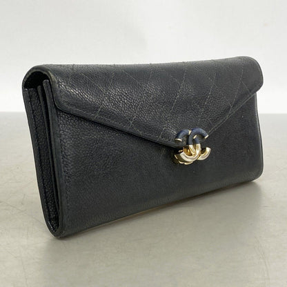 Chanel Wallet Quilted Caviar Leather Black Gold — view 2