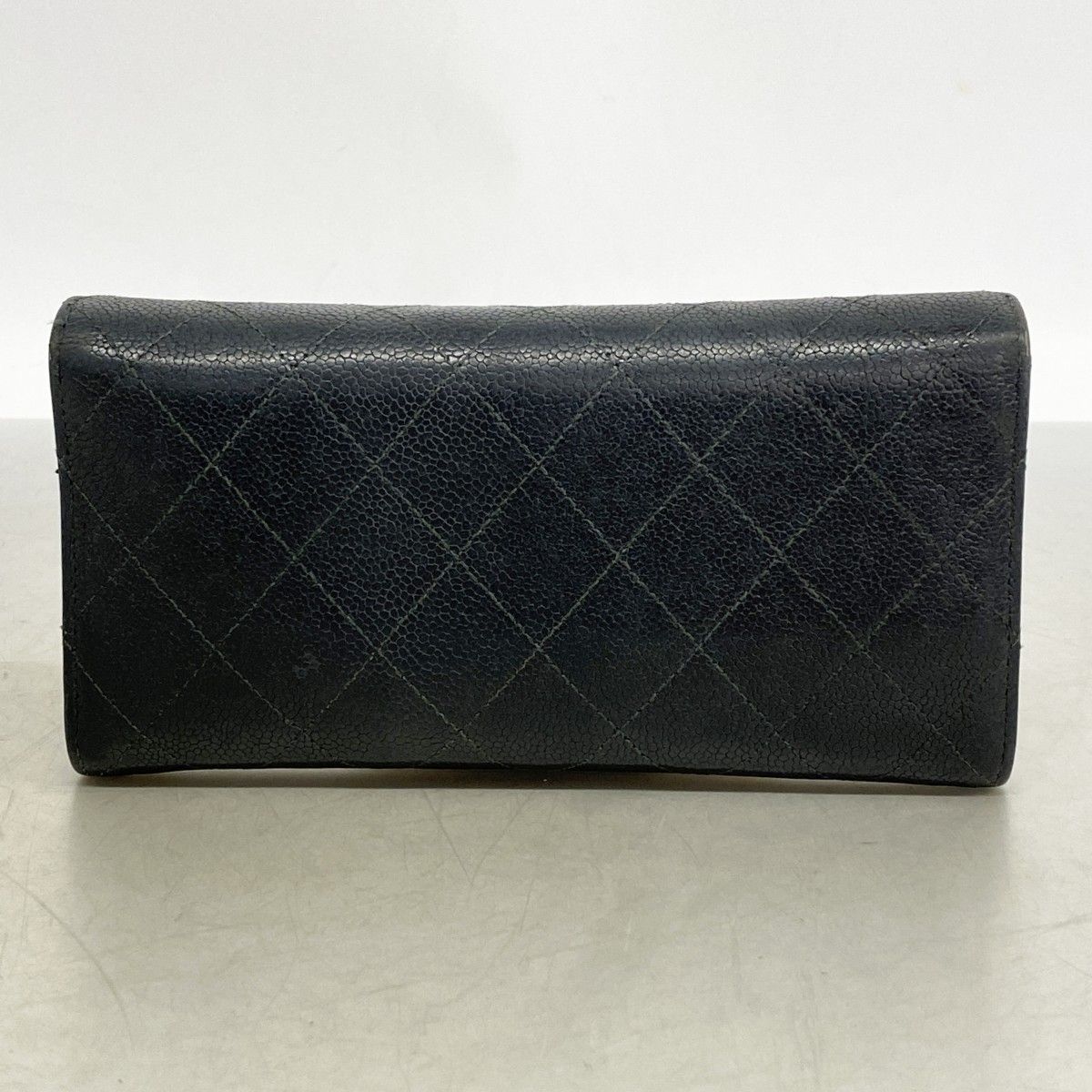 Chanel Wallet Quilted Caviar Leather Black Gold — view 9