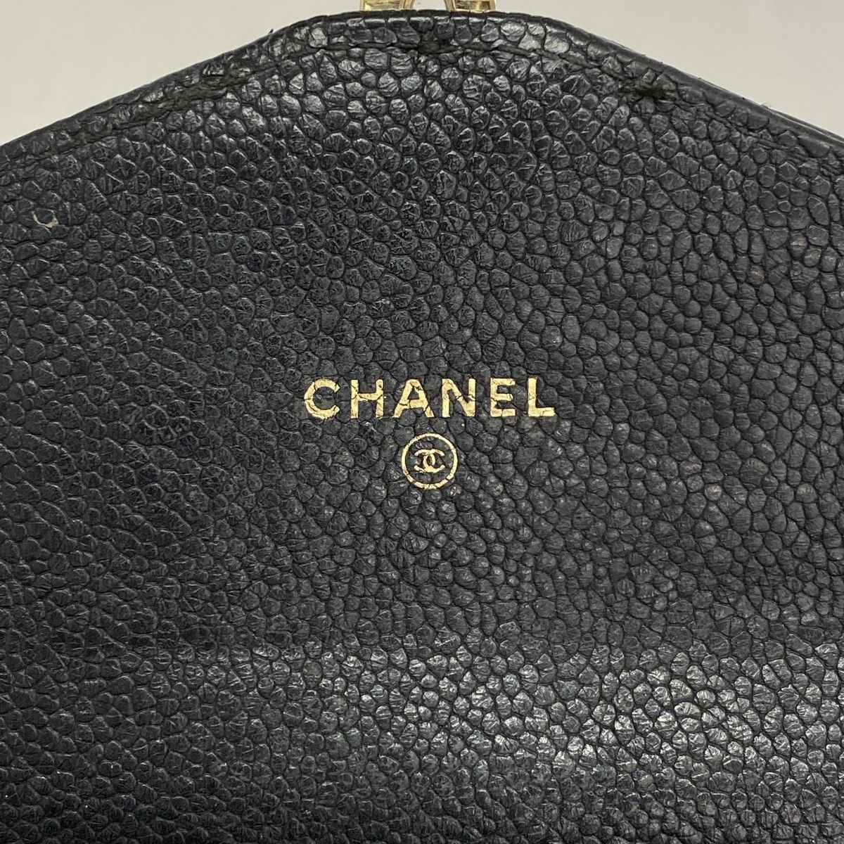 Chanel Wallet Quilted Caviar Leather Black Gold — view 4