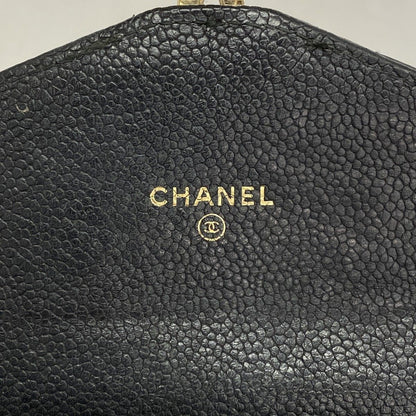 Chanel Wallet Quilted Caviar Leather Black Gold — view 4