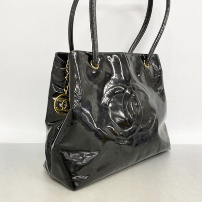 Chanel Shoulder Bag Patent Leather Black Gold — view 2