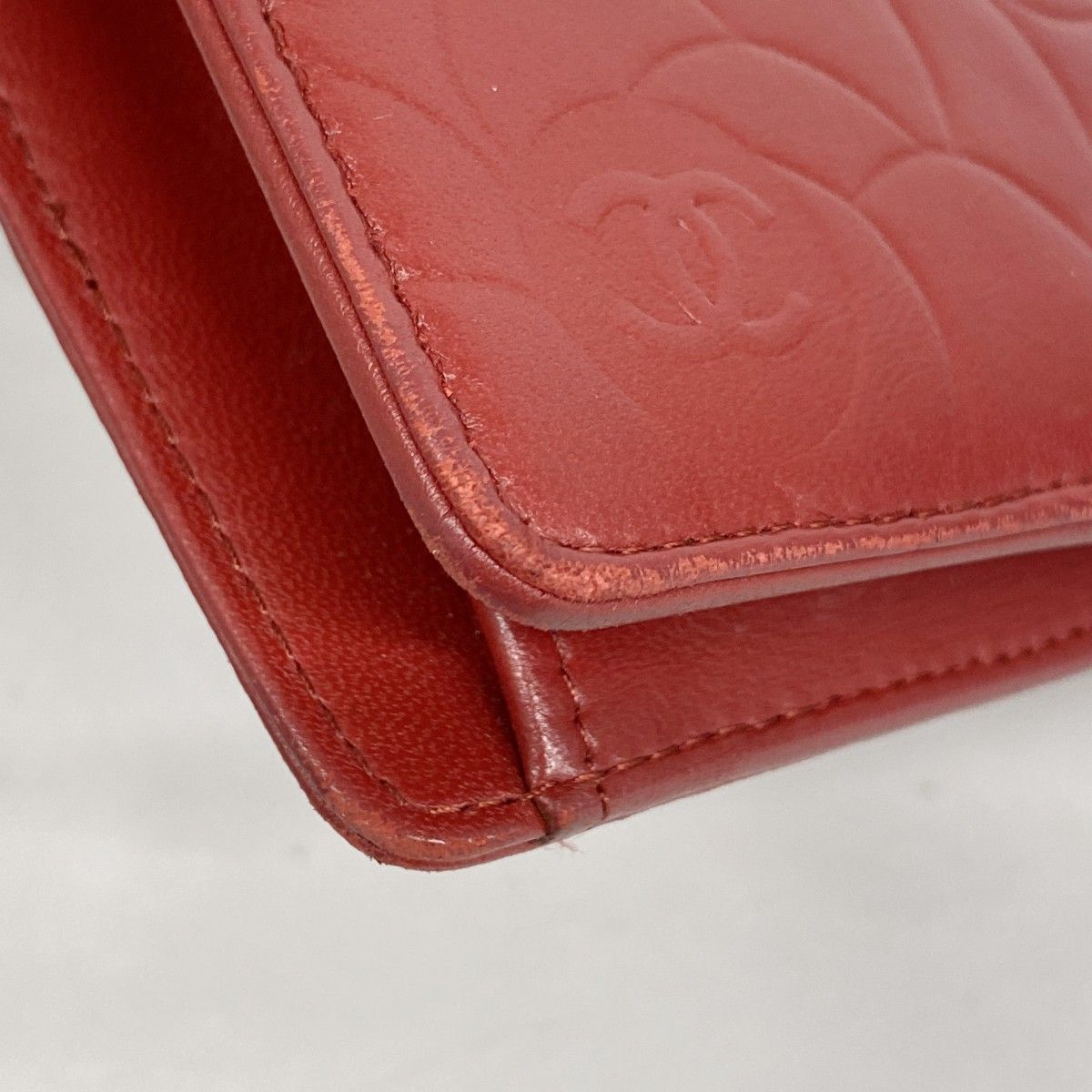 Chanel Wallet Camellia Lambskin Red Silver — view 5