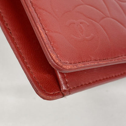 Chanel Wallet Camellia Lambskin Red Silver — view 5