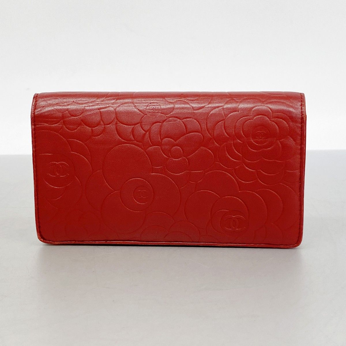 Chanel Wallet Camellia Lambskin Red Silver — view 7