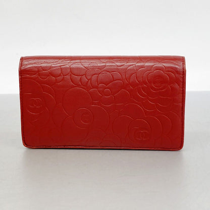 Chanel Wallet Camellia Lambskin Red Silver — view 7