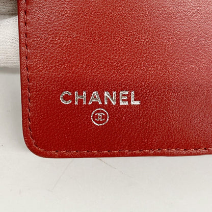 Chanel Wallet Camellia Lambskin Red Silver — view 4