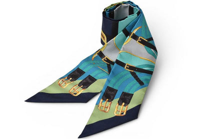 Hermes Twill Scarf Silk Belt Motif Light Blue