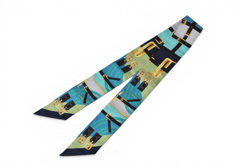 Hermes Twill Scarf Silk Belt Motif Light Blue — view 2
