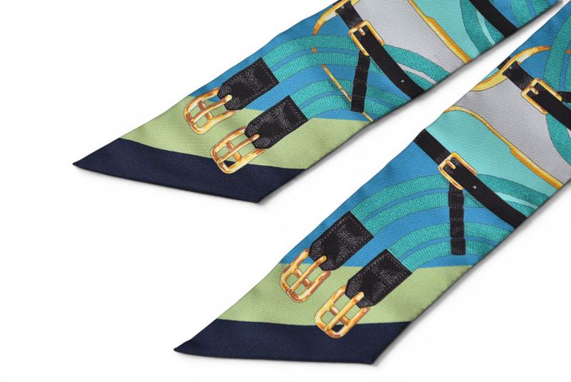 Hermes Twill Scarf Silk Belt Motif Light Blue — view 3