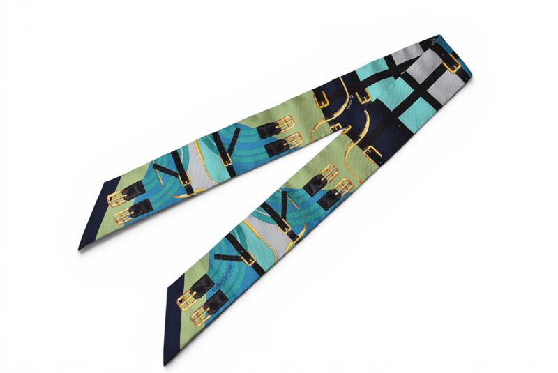 Hermes Twill Scarf Silk Belt Motif Light Blue — view 6