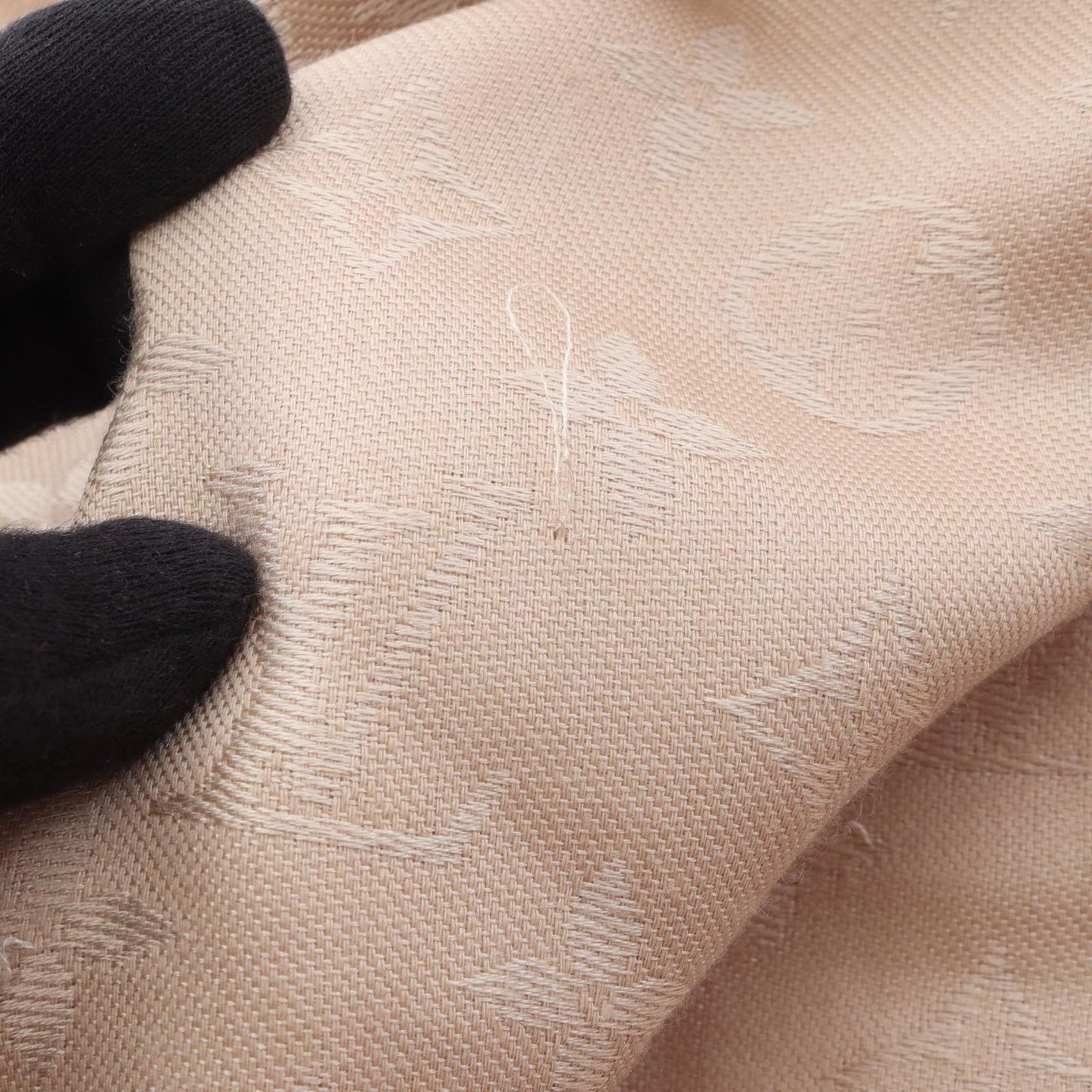 Louis Vuitton Shawl Monogram Ecru Silk Wool Scarf — view 4