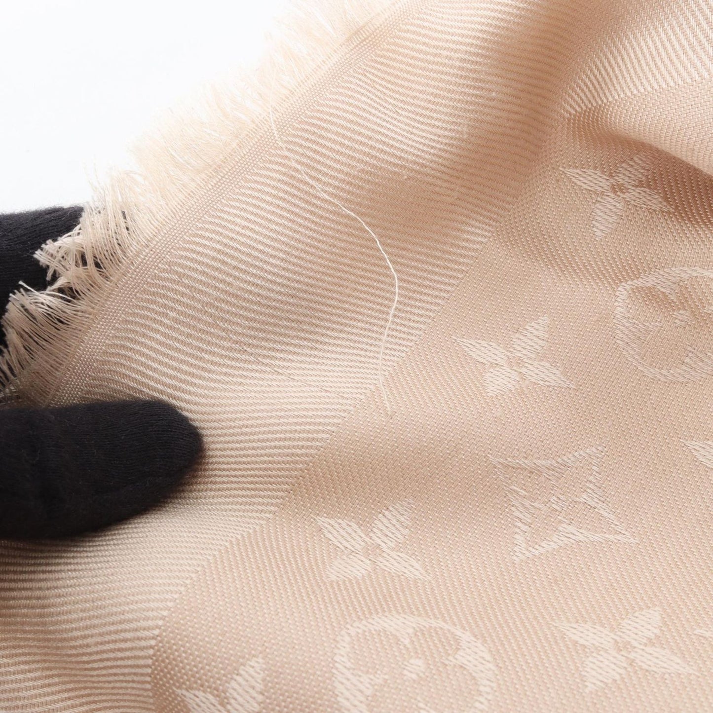 Louis Vuitton Shawl Monogram Ecru Silk Wool Scarf — view 6