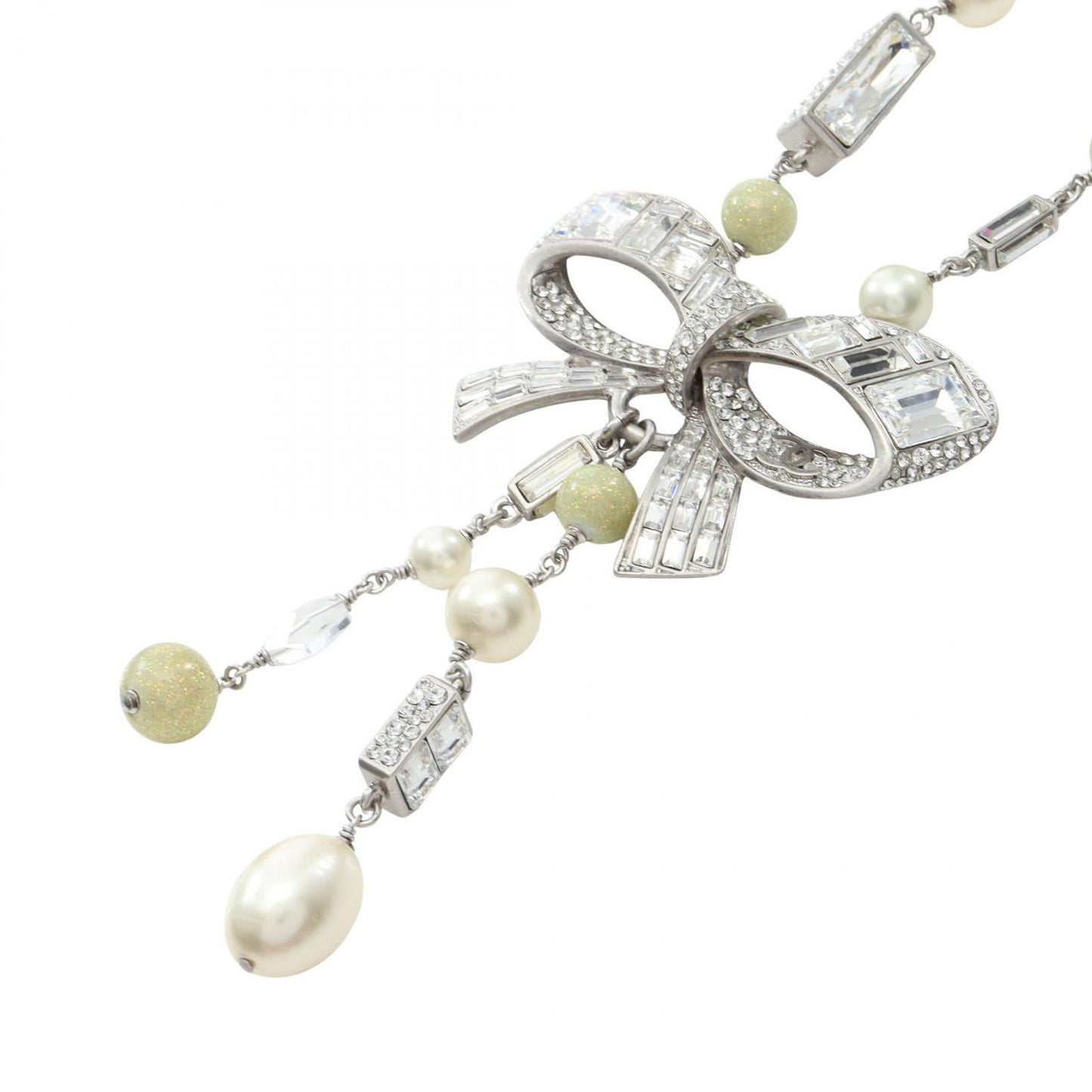 Chanel Necklace CC Logo Ribbon Stainless Steel