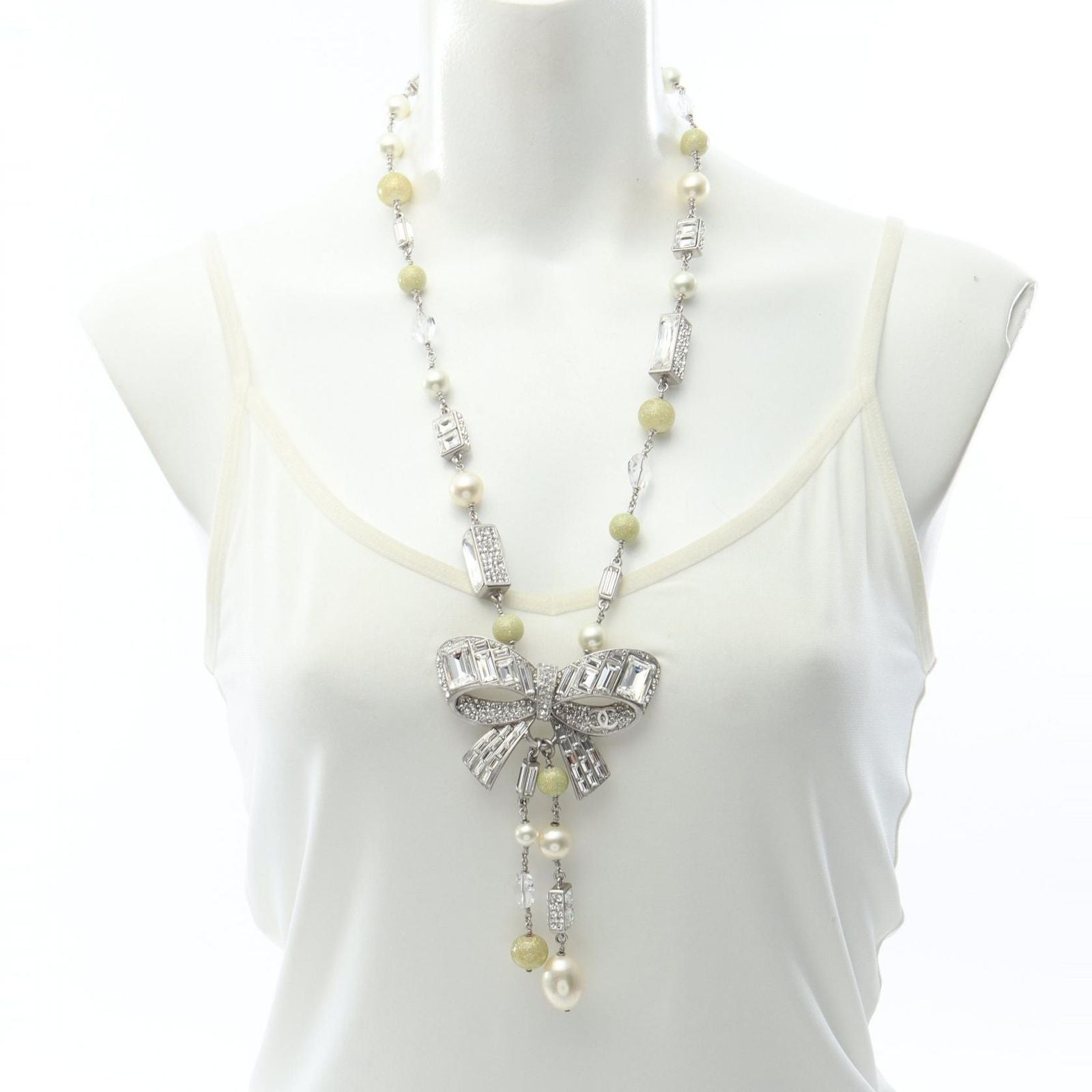Chanel Necklace CC Logo Ribbon Stainless Steel — view 6