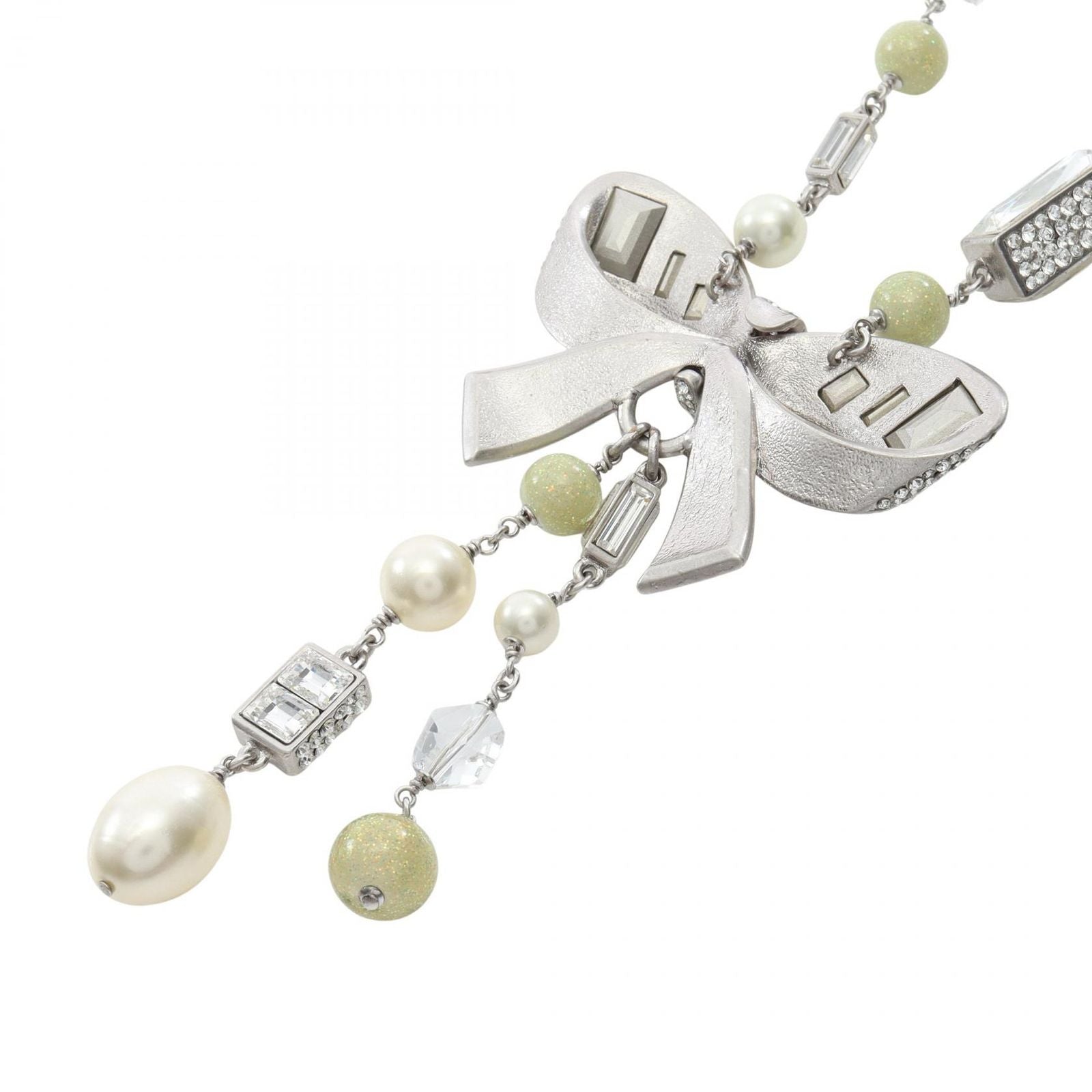 Chanel Necklace CC Logo Ribbon Stainless Steel — view 2