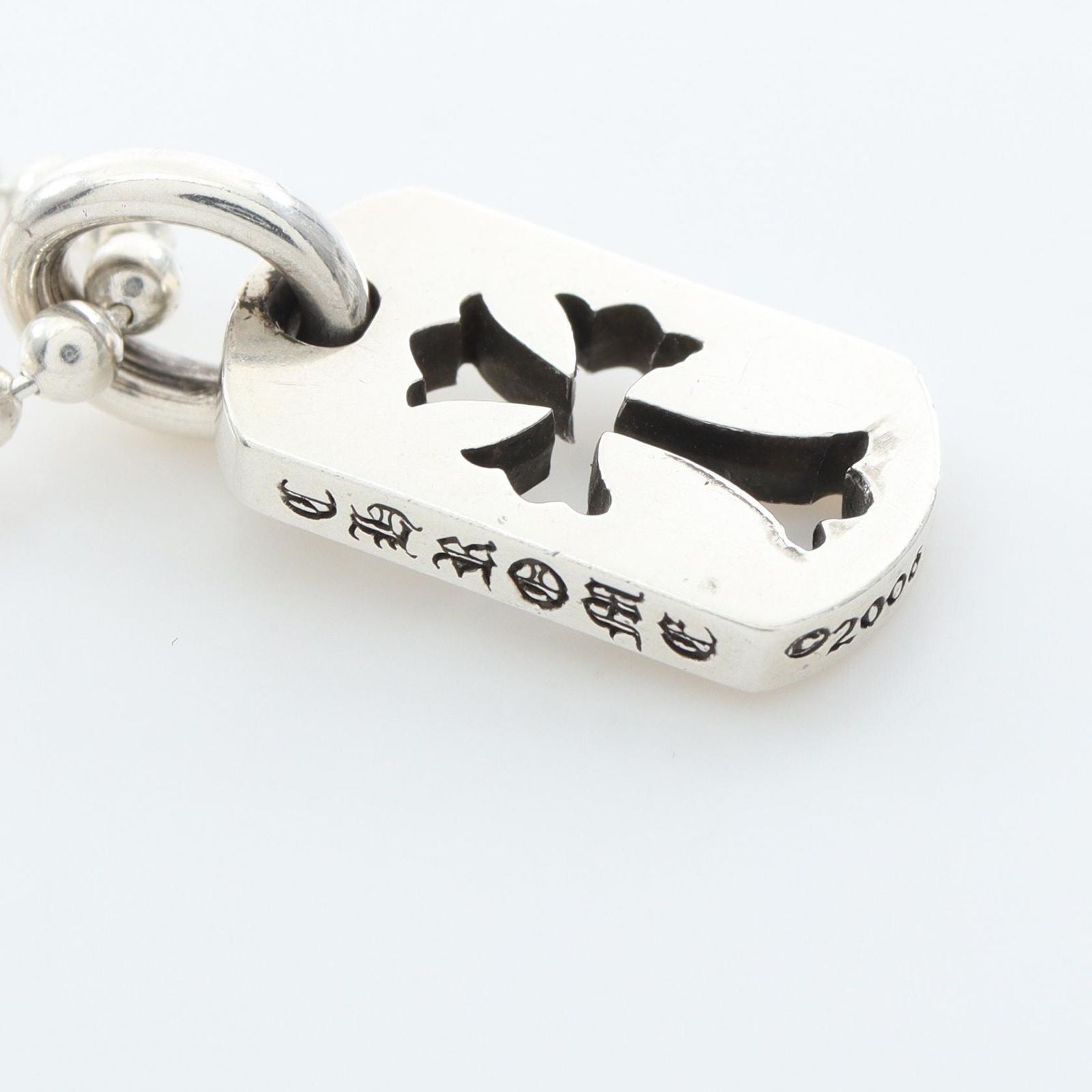 Chrome Hearts Necklace Tiny Cutout Cross Dog Tag Ball Chain 925 Sterling Silver — view 4