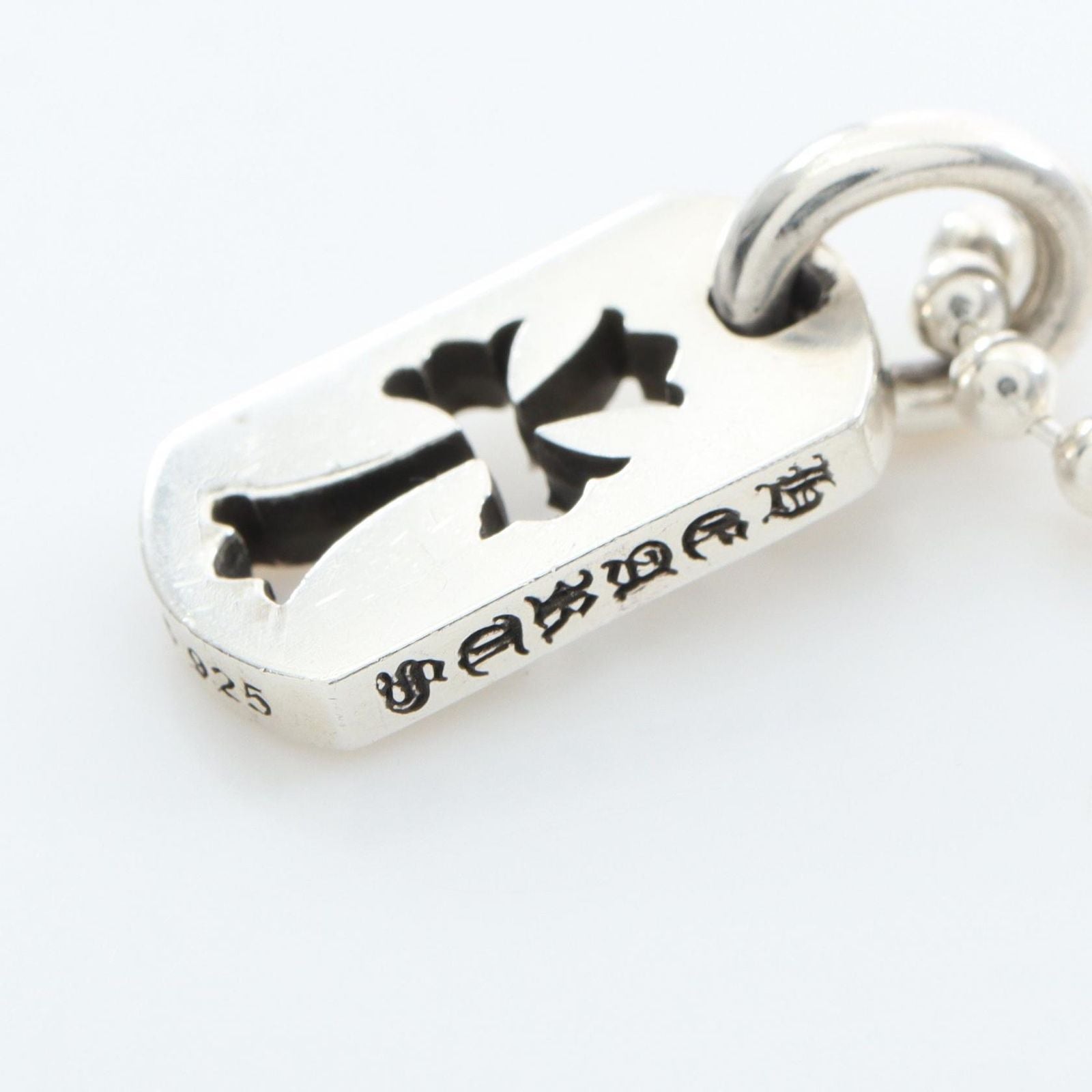 Chrome Hearts Necklace Tiny Cutout Cross Dog Tag Ball Chain 925 Sterling Silver — view 5