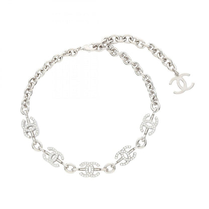 Chanel Necklace CC Logo Stainless Steel CC Line Stone