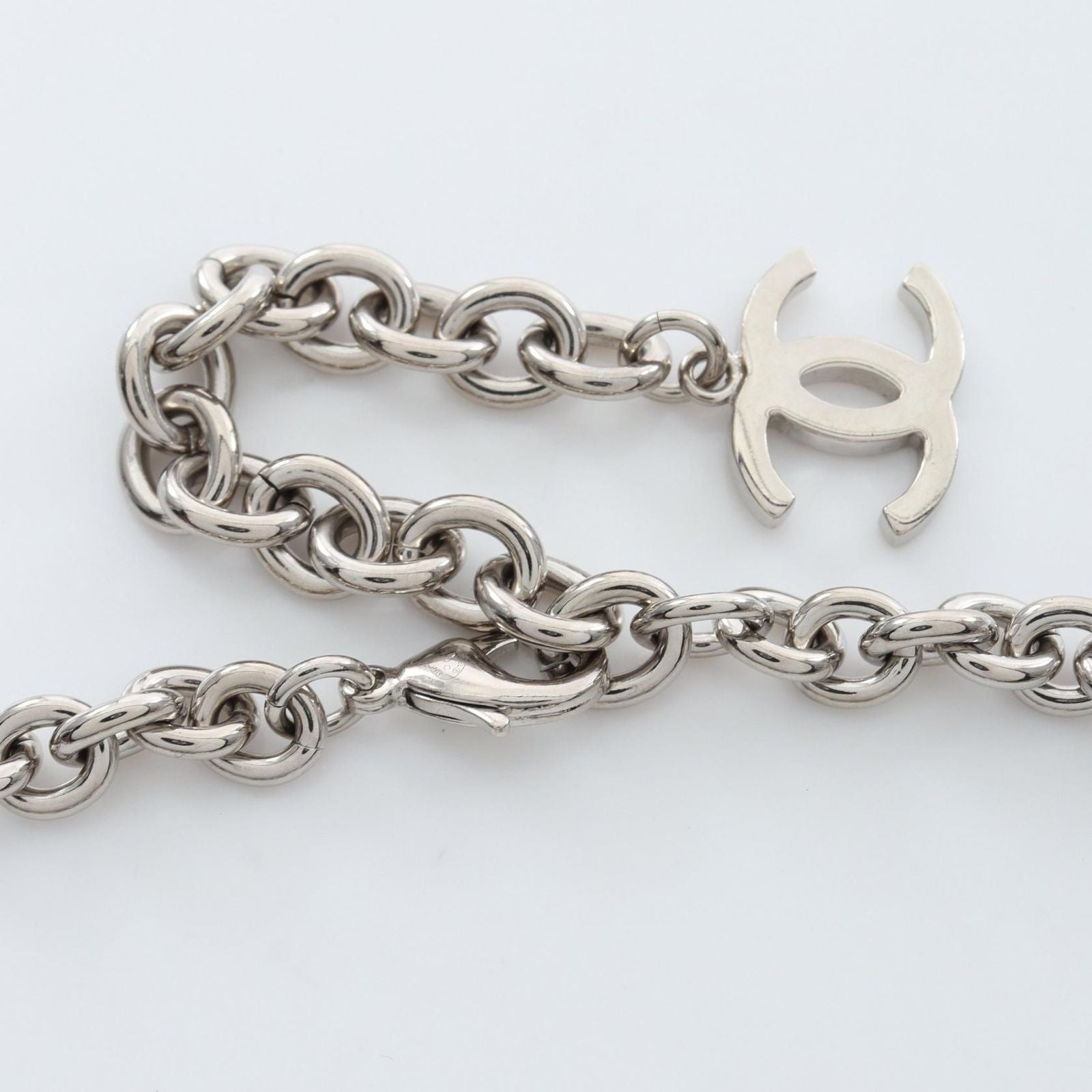 Chanel Necklace CC Logo Stainless Steel CC Line Stone — view 4
