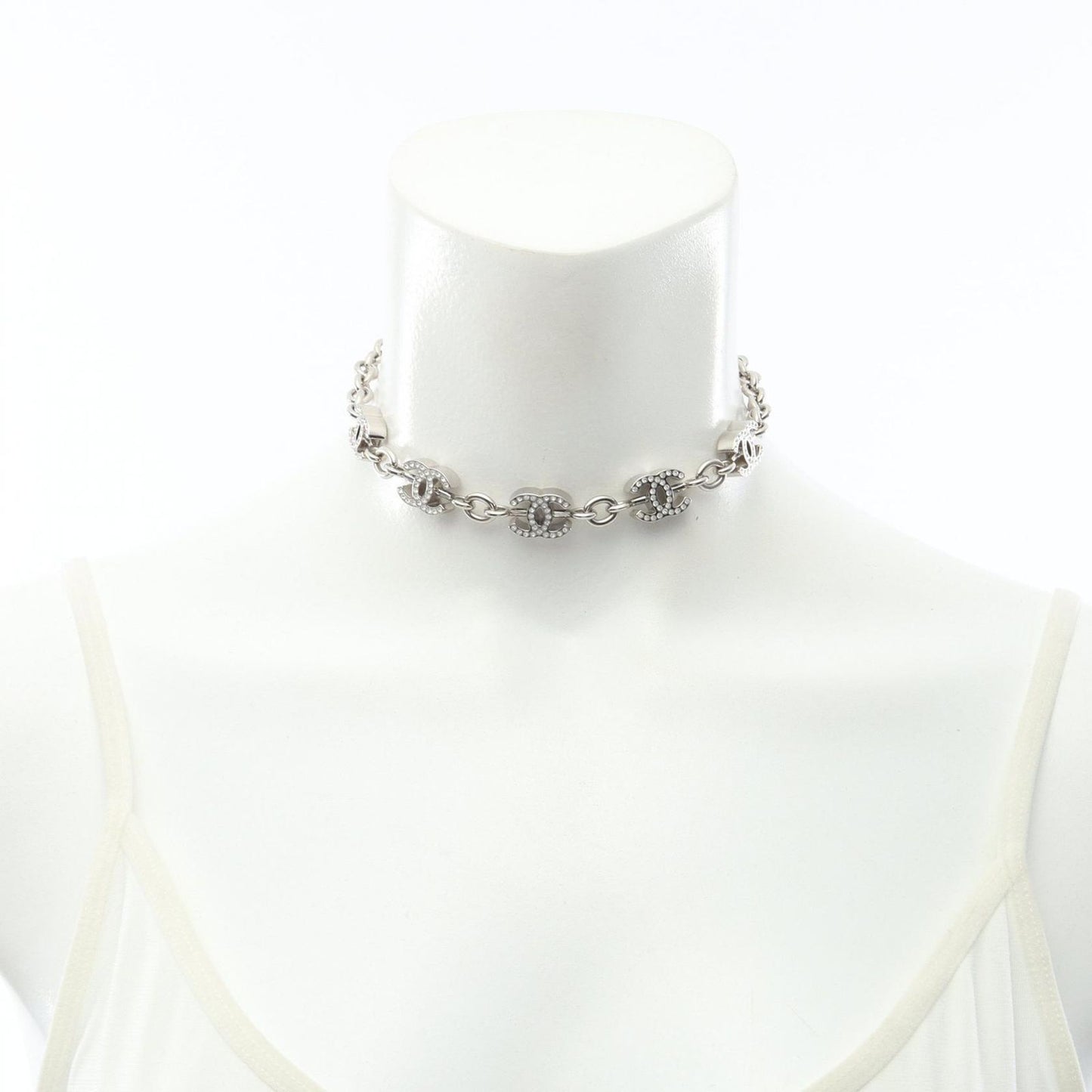 Chanel Necklace CC Logo Stainless Steel CC Line Stone — view 6