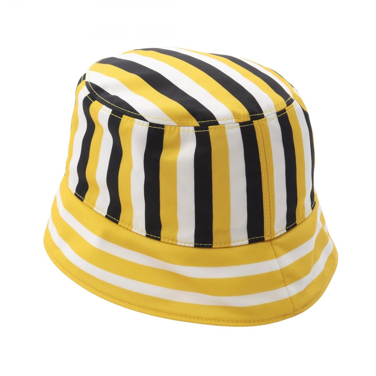 Prada Re-Nylon Striped Bucket Hat Yellow Nylon — view 2
